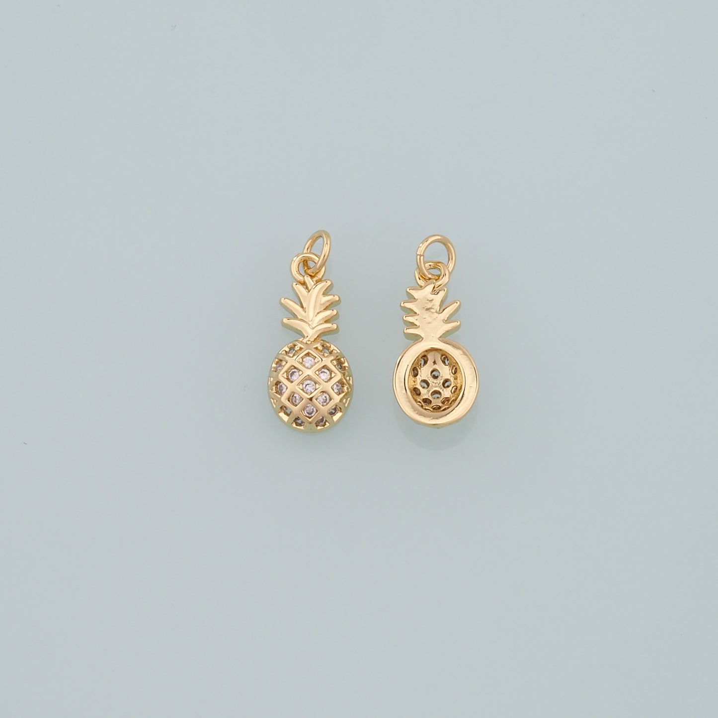 Gold Pineapple Charms,18K Gold Filled Pineapple Pendant,CZ Micro Pave Fruit Charm Bracelet Necklace for DIY Jewelry Making Supply