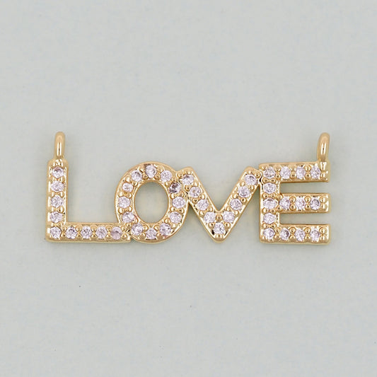 Gold Love Connector Charms,18K Gold Filled Love Pendant,Love Charm Bracelet Necklace for DIY Jewelry Making Supply