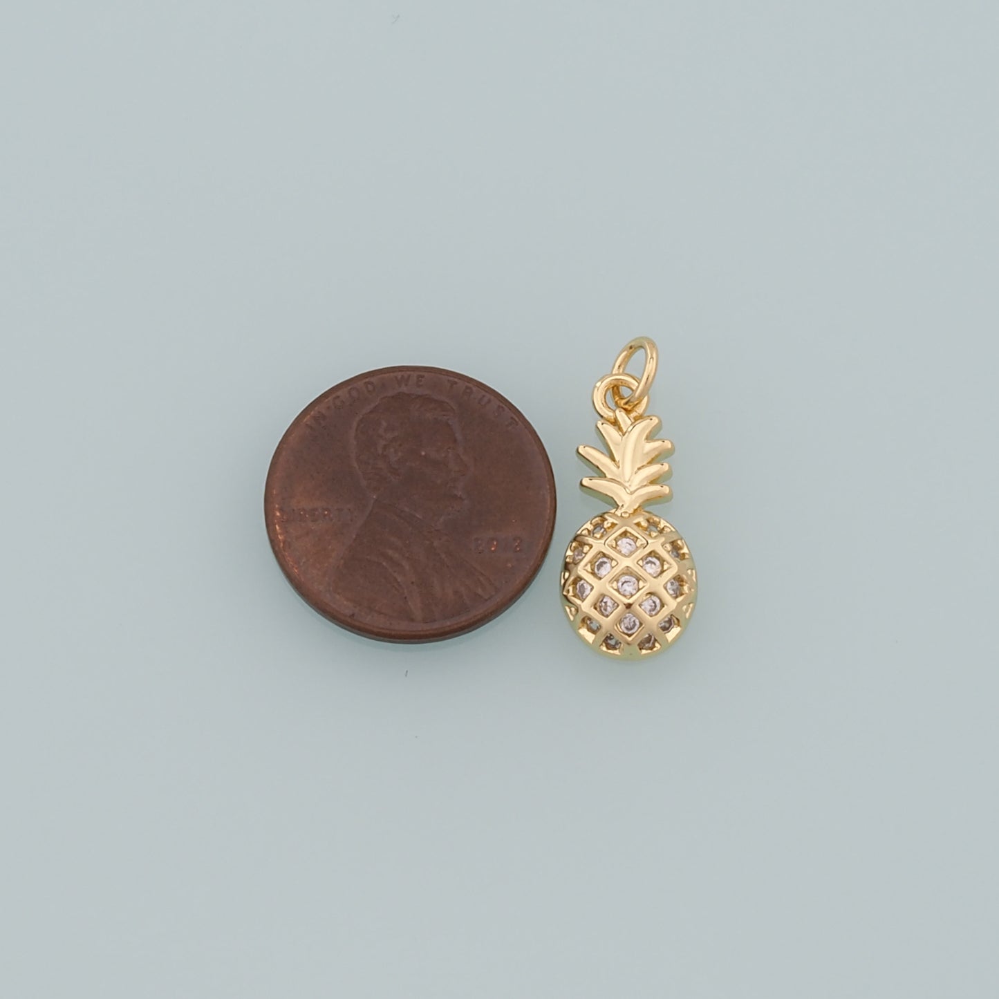 Gold Pineapple Charms,18K Gold Filled Pineapple Pendant,CZ Micro Pave Fruit Charm Bracelet Necklace for DIY Jewelry Making Supply