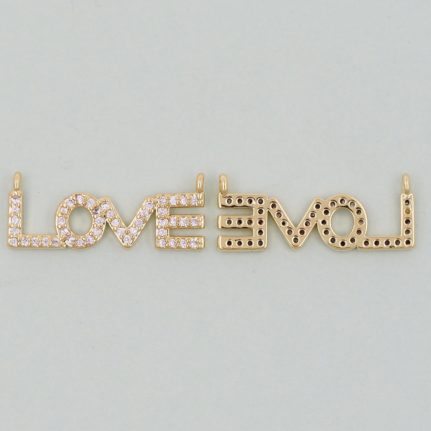 Gold Love Connector Charms,18K Gold Filled Love Pendant,Love Charm Bracelet Necklace for DIY Jewelry Making Supply