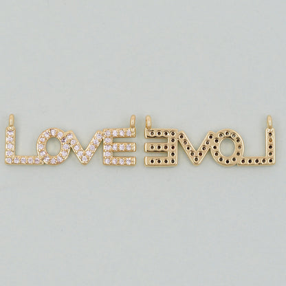 Gold Love Connector Charms,18K Gold Filled Love Pendant,Love Charm Bracelet Necklace for DIY Jewelry Making Supply