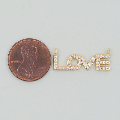 Gold Love Connector Charms,18K Gold Filled Love Pendant,Love Charm Bracelet Necklace for DIY Jewelry Making Supply