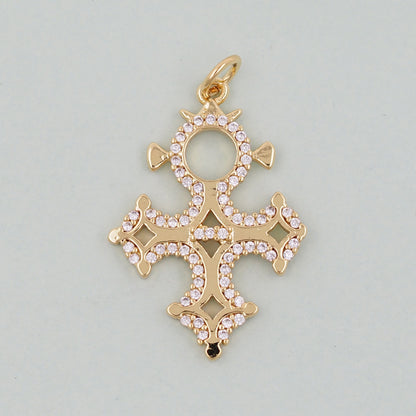 18K Gold Filled Cross Pendant,Cross Charm Bracelet Necklace for DIY Jewelry Making Supply