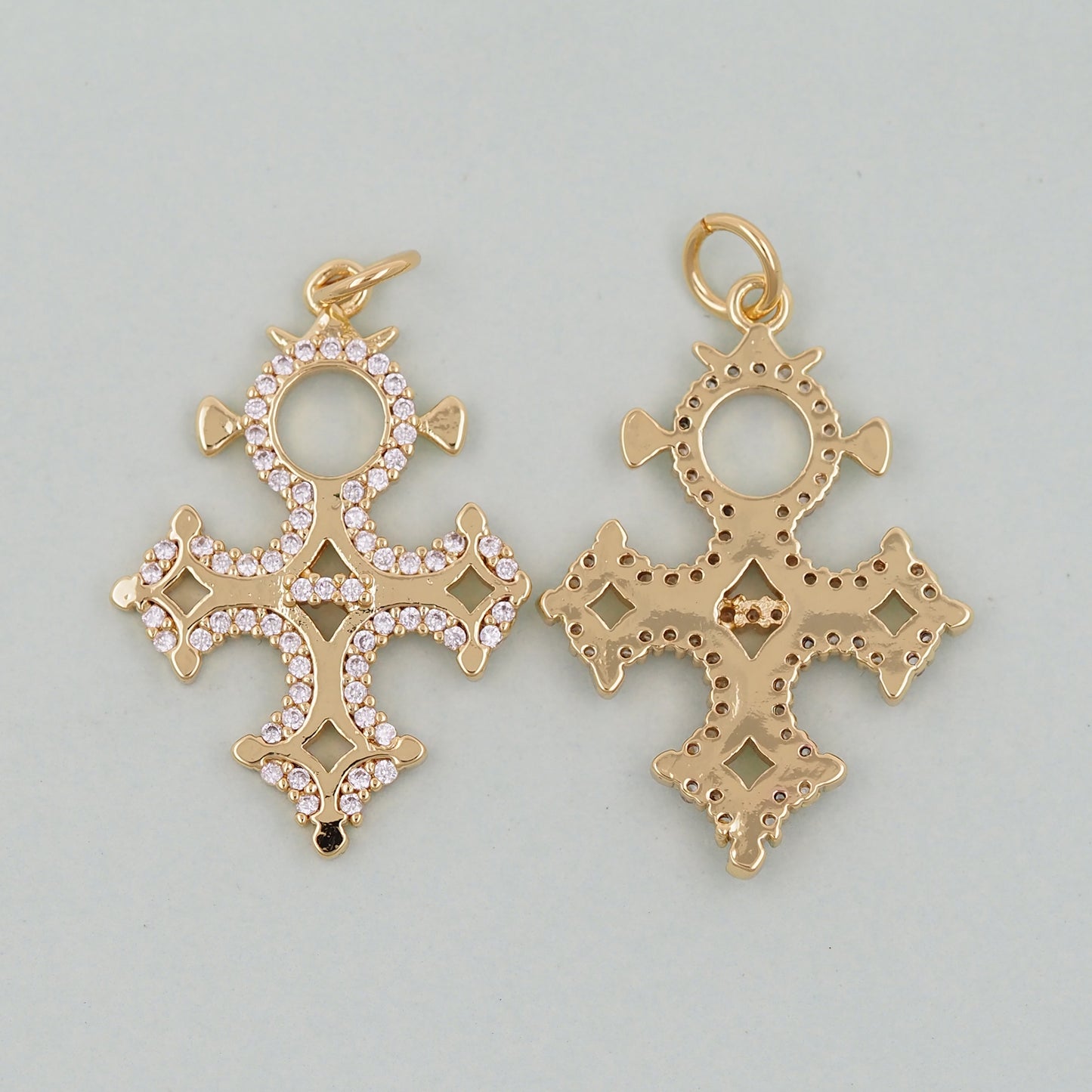 18K Gold Filled Cross Pendant,Cross Charm Bracelet Necklace for DIY Jewelry Making Supply