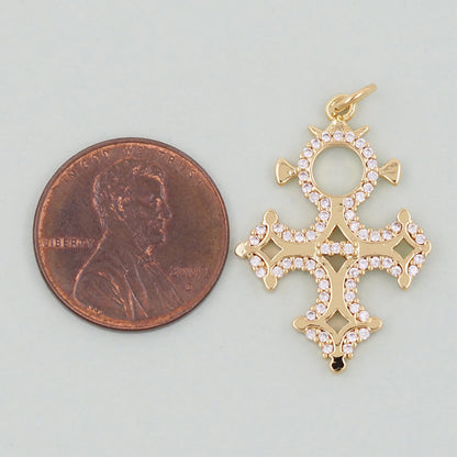 18K Gold Filled Cross Pendant,Cross Charm Bracelet Necklace for DIY Jewelry Making Supply