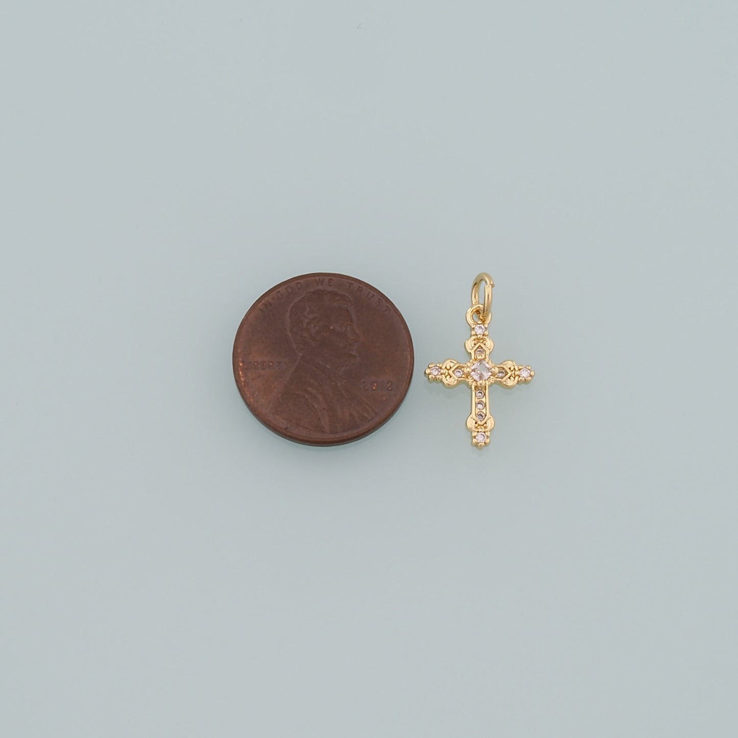 Gold Cross Charms,18K Gold Filled Cross Pendant,CZ Micro Pave Religion Charm Bracelet Necklace for DIY Jewelry Making Supply
