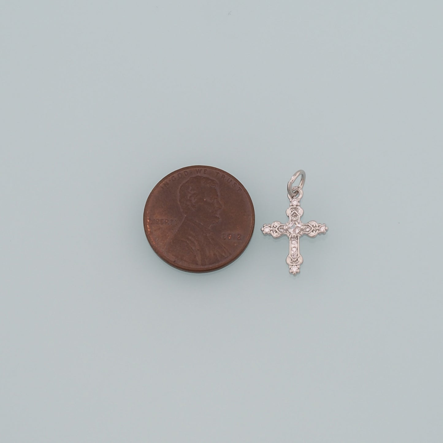 Gold Cross Charms,18K Gold Filled Cross Pendant,CZ Micro Pave Religion Charm Bracelet Necklace for DIY Jewelry Making Supply
