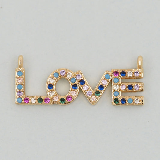 Gold Love Connector Charms,18K Gold Filled Love Pendant,Love Charm Bracelet Necklace for DIY Jewelry Making Supply