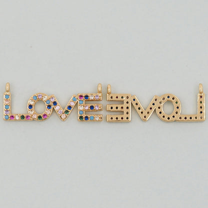 Gold Love Connector Charms,18K Gold Filled Love Pendant,Love Charm Bracelet Necklace for DIY Jewelry Making Supply