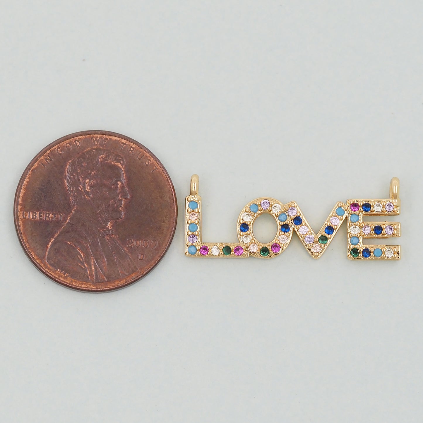Gold Love Connector Charms,18K Gold Filled Love Pendant,Love Charm Bracelet Necklace for DIY Jewelry Making Supply