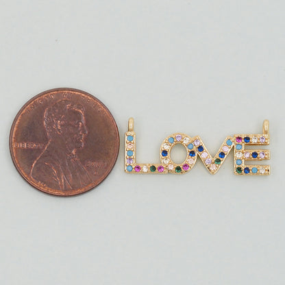 Gold Love Connector Charms,18K Gold Filled Love Pendant,Love Charm Bracelet Necklace for DIY Jewelry Making Supply