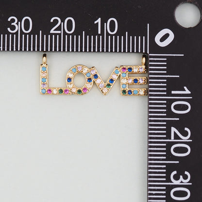 Gold Love Connector Charms,18K Gold Filled Love Pendant,Love Charm Bracelet Necklace for DIY Jewelry Making Supply