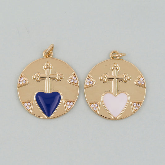 Gold Sacred Heart Charms,18K Gold Filled Sacred Heart Pendant,Sacred Heart Charm Bracelet Necklace for DIY Jewelry Making Supply