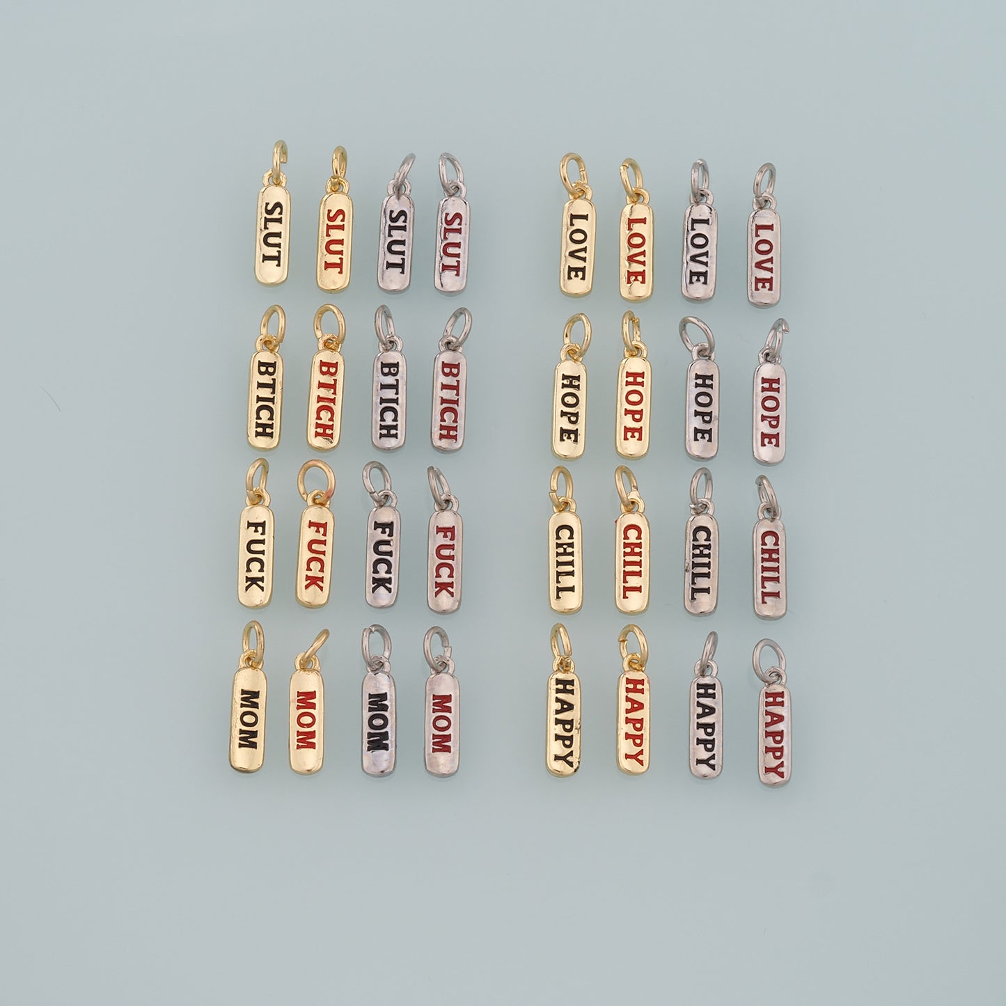 18K Gold Filled Rectangle Pendant,Enamel Rectangle Charm Bracelet Necklace for DIY Jewelry Making Supply