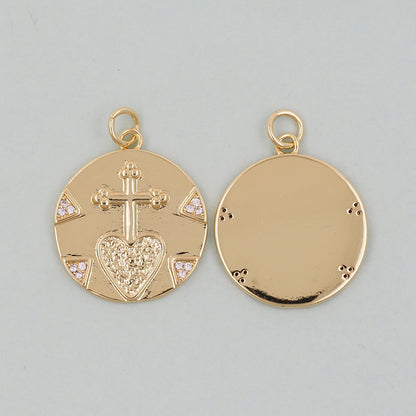 18K Gold Filled Sacred Heart Pendant,Sacred Heart Charm Bracelet Necklace for DIY Jewelry Making Supply