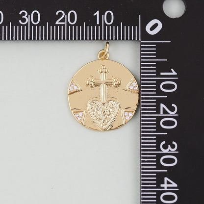 18K Gold Filled Sacred Heart Pendant,Sacred Heart Charm Bracelet Necklace for DIY Jewelry Making Supply
