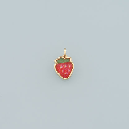 Gold Strawberry Charms,18K Gold Filled Strawberry Pendant,Enamel Fruit Charm Bracelet Necklace for DIY Jewelry Making Supply