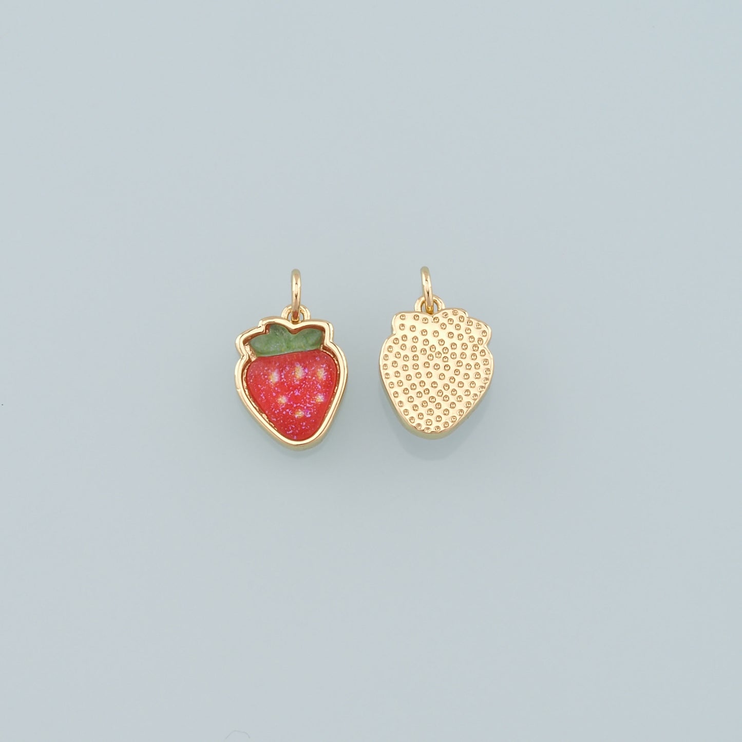 Gold Strawberry Charms,18K Gold Filled Strawberry Pendant,Enamel Fruit Charm Bracelet Necklace for DIY Jewelry Making Supply
