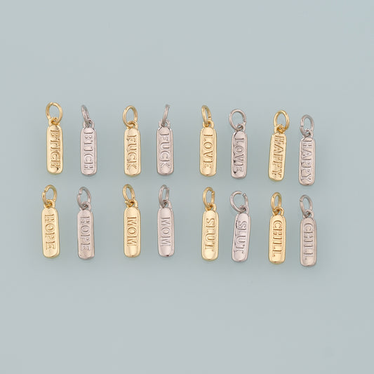 18K Gold Filled Rectangle Pendant,Rectangle Charm Bracelet Necklace for DIY Jewelry Making Supply
