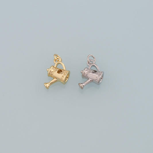 18K Gold Filled Watering Can Pendant,Dainty Watering Charm Bracelet Necklace for DIY Jewelry Making Supply
