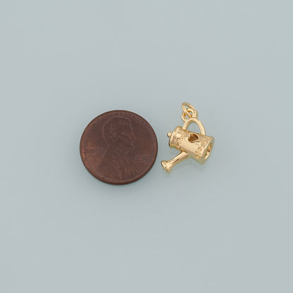 18K Gold Filled Watering Can Pendant,Dainty Watering Charm Bracelet Necklace for DIY Jewelry Making Supply