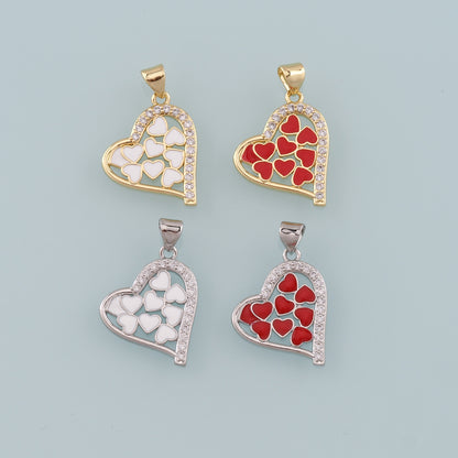 Gold Heart Charms,18K Gold Filled Heart Pendant,Enamel Heart Charm Bracelet Necklace for DIY Jewelry Making Supply