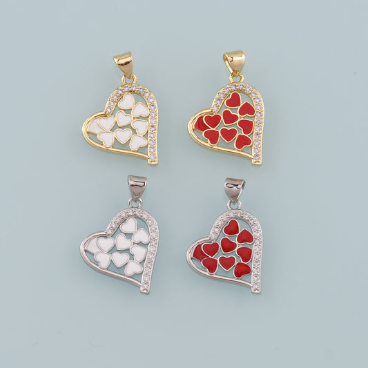 Gold Heart Charms,18K Gold Filled Heart Pendant,Enamel Heart Charm Bracelet Necklace for DIY Jewelry Making Supply