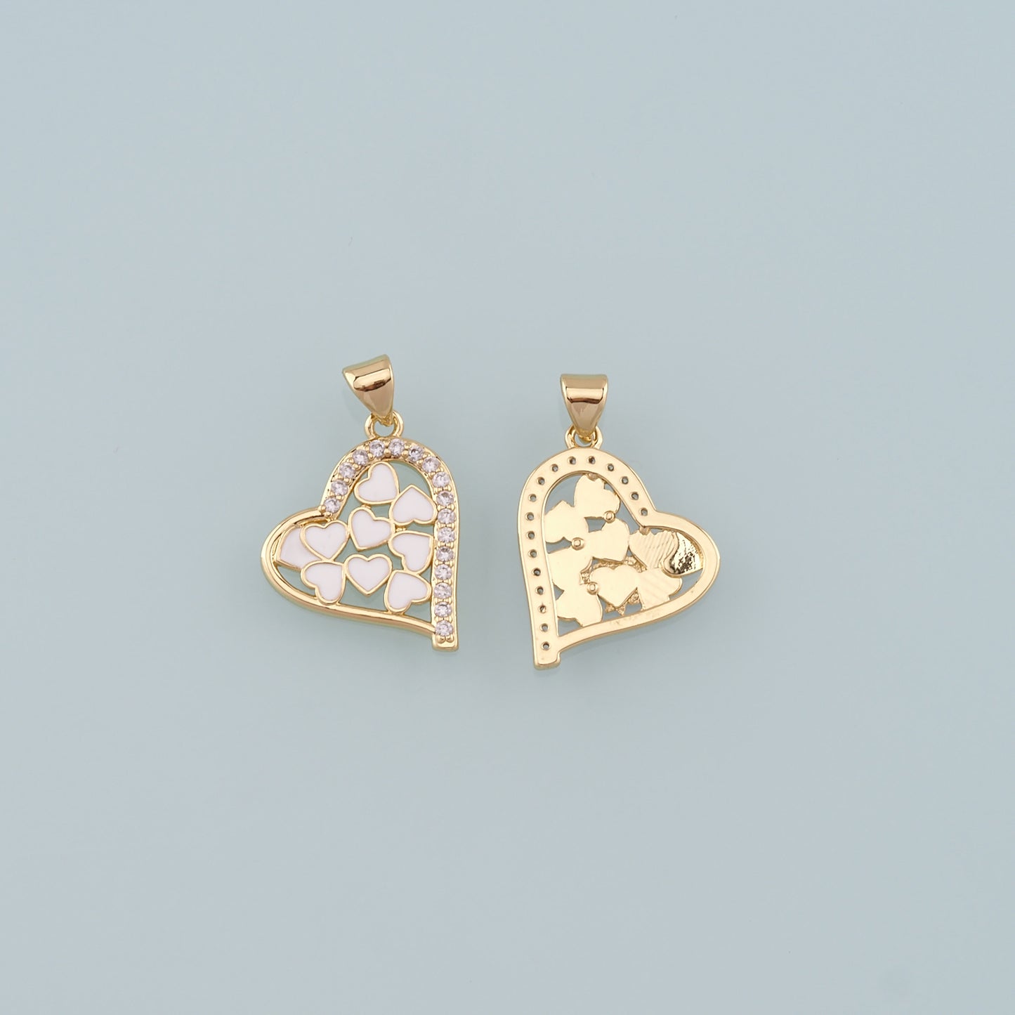 Gold Heart Charms,18K Gold Filled Heart Pendant,Enamel Heart Charm Bracelet Necklace for DIY Jewelry Making Supply