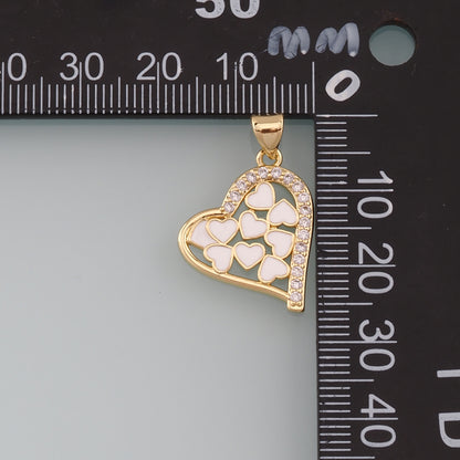 Gold Heart Charms,18K Gold Filled Heart Pendant,Enamel Heart Charm Bracelet Necklace for DIY Jewelry Making Supply