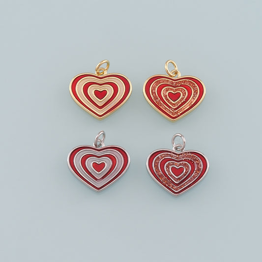Gold Heart Charms,18K Gold Filled Heart Pendant,Enamel Heart Charm Bracelet Necklace for DIY Jewelry Making Supply
