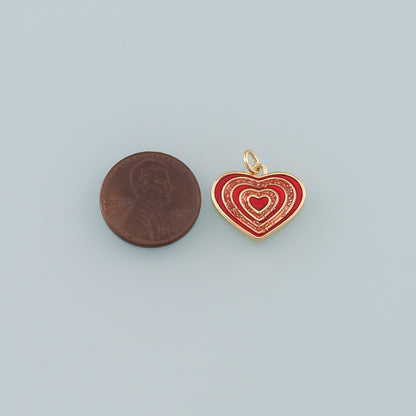 Gold Heart Charms,18K Gold Filled Heart Pendant,Enamel Heart Charm Bracelet Necklace for DIY Jewelry Making Supply