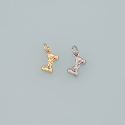 18K Gold Filled Dog Bone Pendant,Dainty Bone Charm Bracelet Necklace for DIY Jewelry Making Supply
