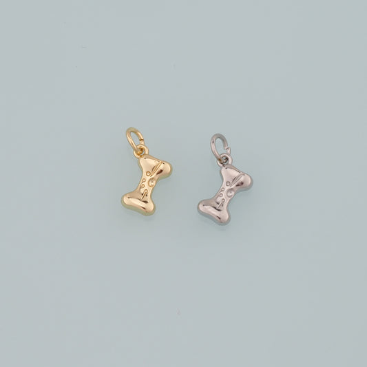 18K Gold Filled Dog Bone Pendant,Dainty Bone Charm Bracelet Necklace for DIY Jewelry Making Supply