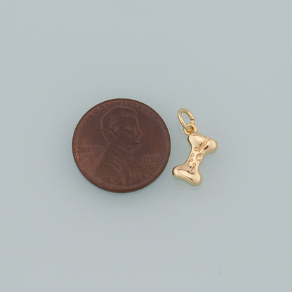 18K Gold Filled Dog Bone Pendant,Dainty Bone Charm Bracelet Necklace for DIY Jewelry Making Supply
