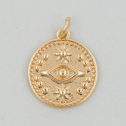18K Gold Filled Evil Eye Pendant,Evil Eye Charm Bracelet Necklace for DIY Jewelry Making Supply