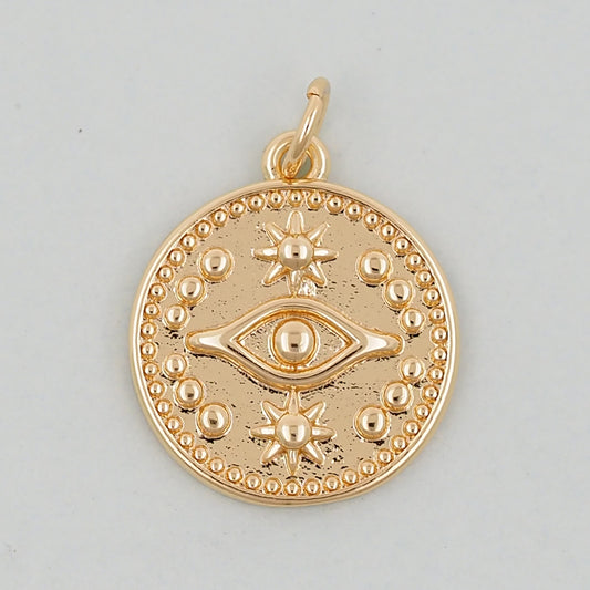 18K Gold Filled Evil Eye Pendant,Evil Eye Charm Bracelet Necklace for DIY Jewelry Making Supply