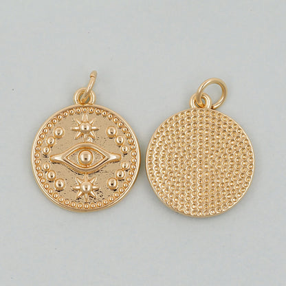 18K Gold Filled Evil Eye Pendant,Evil Eye Charm Bracelet Necklace for DIY Jewelry Making Supply