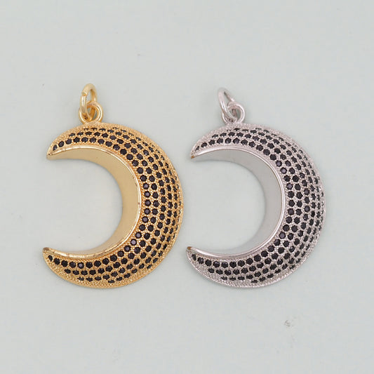 Gold Moon Charms,18K Gold Filled Moon Pendant,Celestial Charm Bracelet Necklace for DIY Jewelry Making Supply