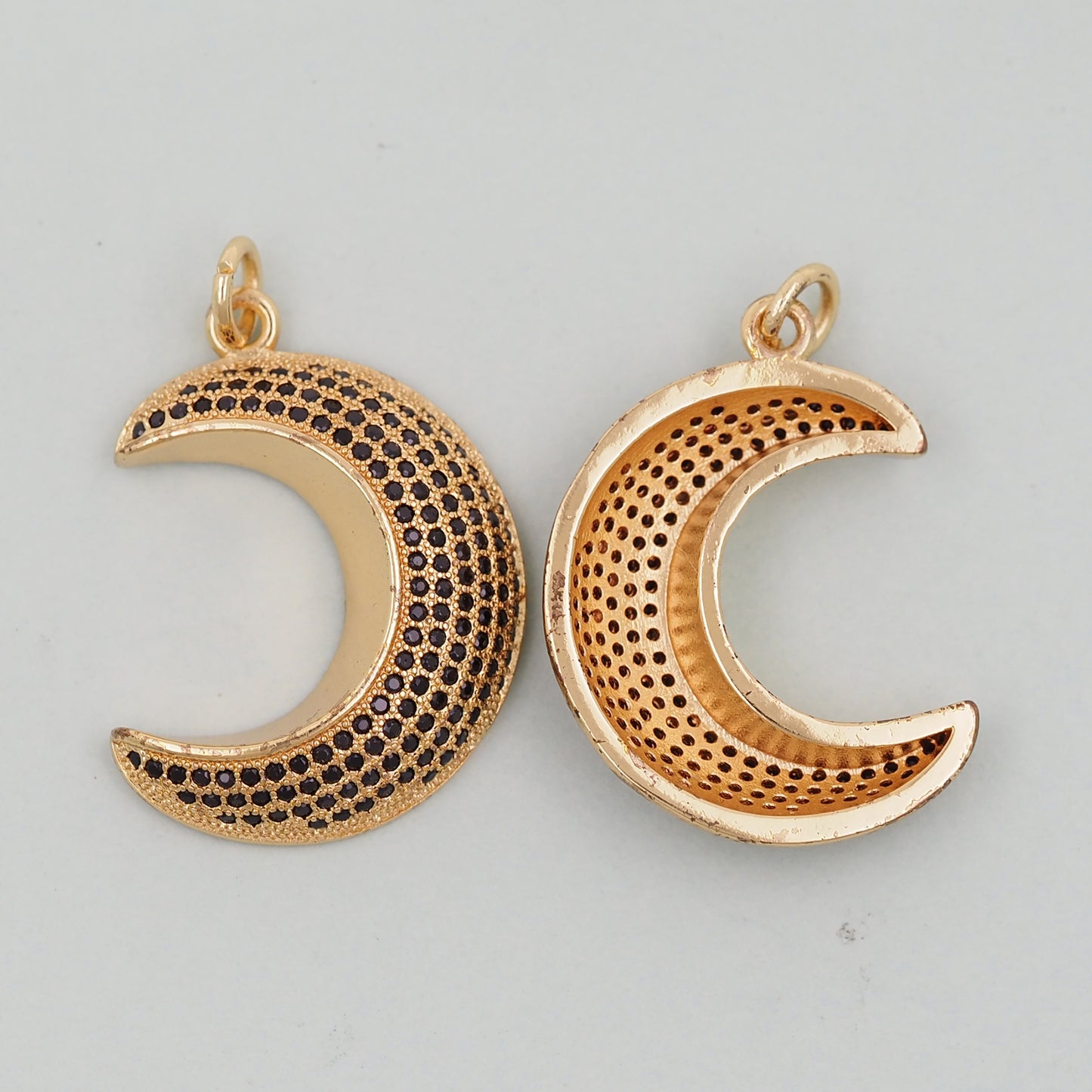 Gold Moon Charms,18K Gold Filled Moon Pendant,Celestial Charm Bracelet Necklace for DIY Jewelry Making Supply