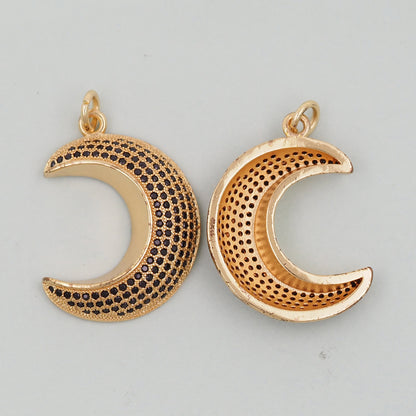 Gold Moon Charms,18K Gold Filled Moon Pendant,Celestial Charm Bracelet Necklace for DIY Jewelry Making Supply