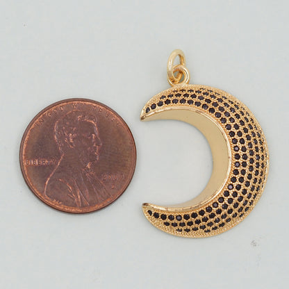 Gold Moon Charms,18K Gold Filled Moon Pendant,Celestial Charm Bracelet Necklace for DIY Jewelry Making Supply