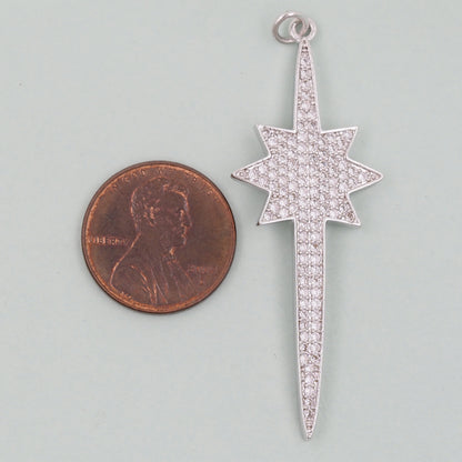 18K Gold Filled North Star Pendant,CZ Micro Pave North Star Charm Bracelet Necklace for DIY Jewelry Making Supply