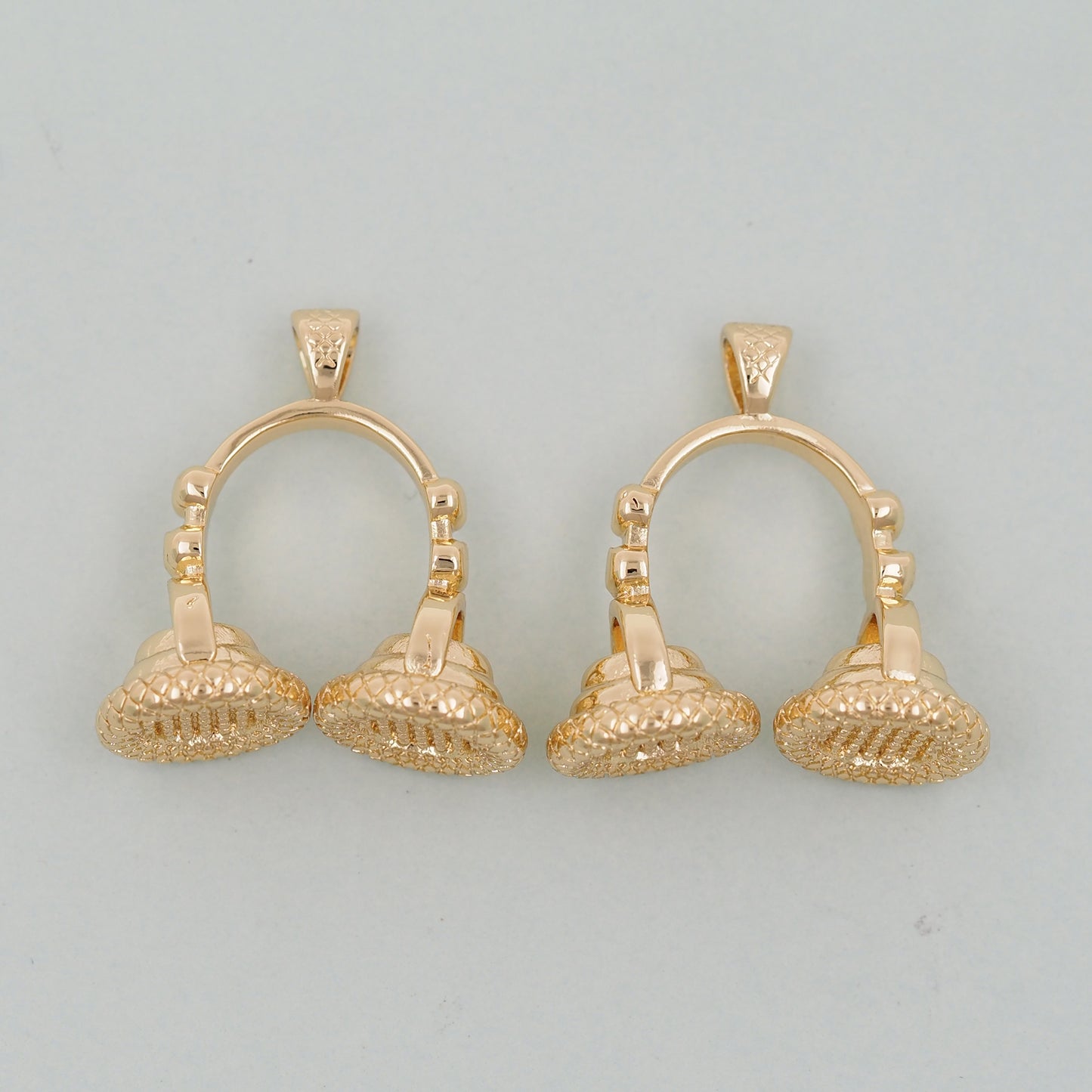 Gold Earphone Charms,18K Gold Filled Earphone Pendant,Earphone Charm Bracelet Necklace for DIY Jewelry Making Supply