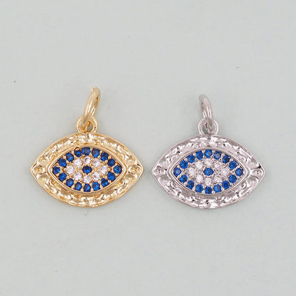 18K Gold Filled Evil Eye Pendant,CZ Micro Pave Evil Eye Charm Bracelet Necklace for DIY Jewelry Making Supply