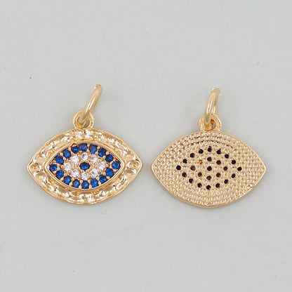 18K Gold Filled Evil Eye Pendant,CZ Micro Pave Evil Eye Charm Bracelet Necklace for DIY Jewelry Making Supply