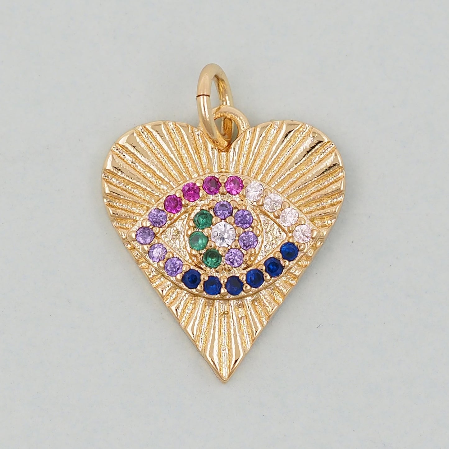 Gold Heart Evil Eye Charms,18K Gold Filled Heart Pendant,Heart Eye Charm Bracelet Necklace for DIY Jewelry Making Supply
