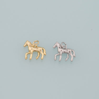 Gold Horse Charms,18K Gold Filled Horse Pendant,Animal Charm Bracelet Necklace for DIY Jewelry Making Supply