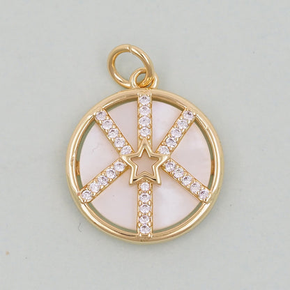 18K Gold Filled Star Pendant,CZ Micro Pave Star Charm Bracelet Necklace for DIY Jewelry Making Supply