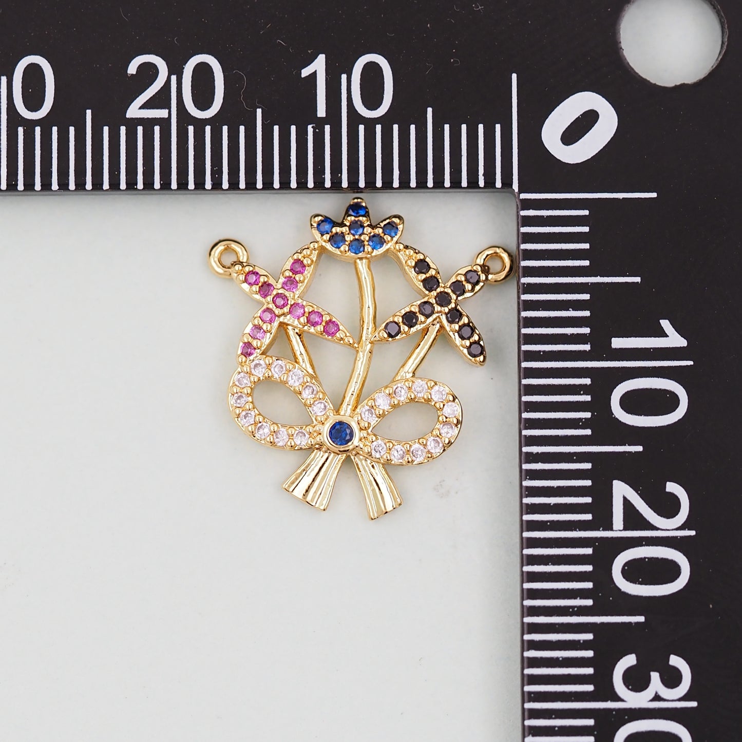Gold Bow Charms,18K Gold Filled CZ Bow Pendant,Silver bow tie Charm Bracelet Necklace for DIY Jewelry Making Supply