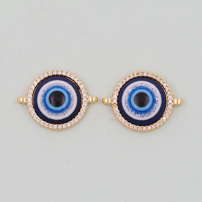 Gold Round Evil Eye Charms,18K Gold Filled Evil Eye Pendant,Evil Eye Charm Bracelet Necklace for DIY Jewelry Making Supply